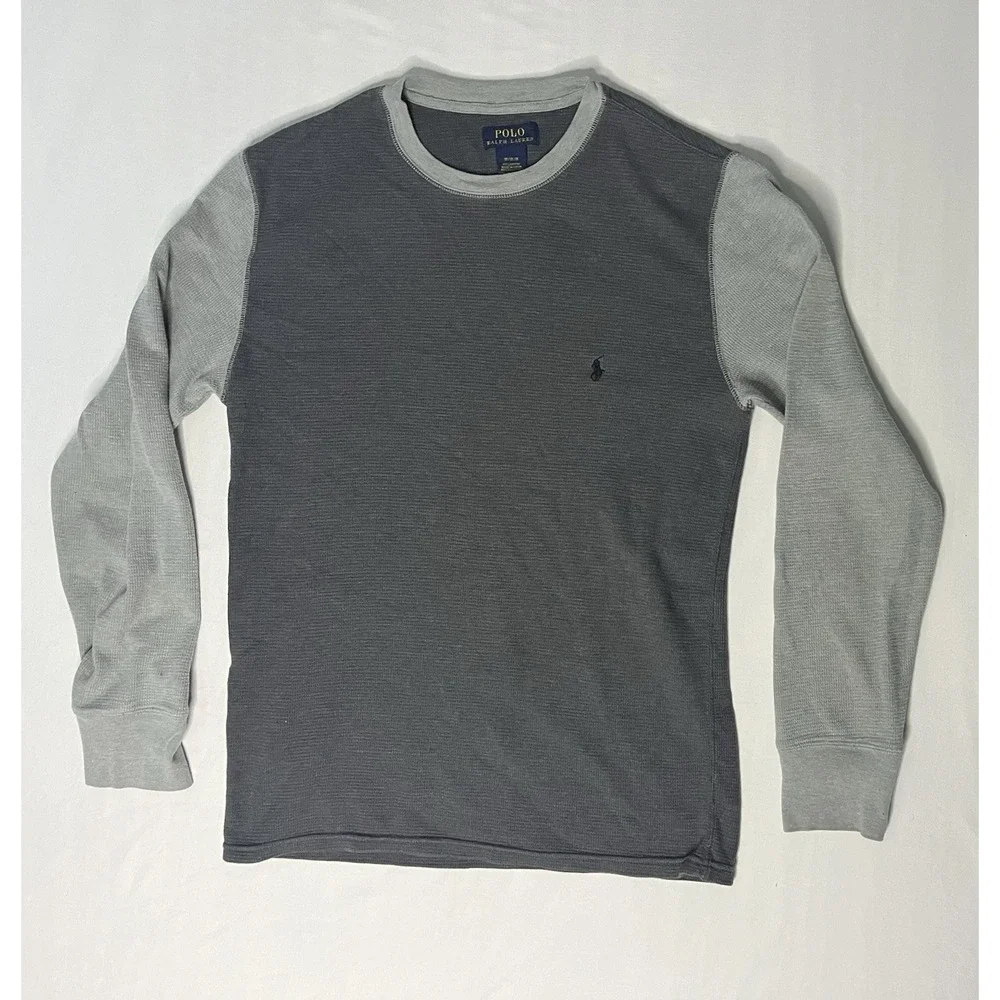 Polo Ralph Lauren Thermal Pullover Shirt Men's Size Medium Gray Long Sleeve